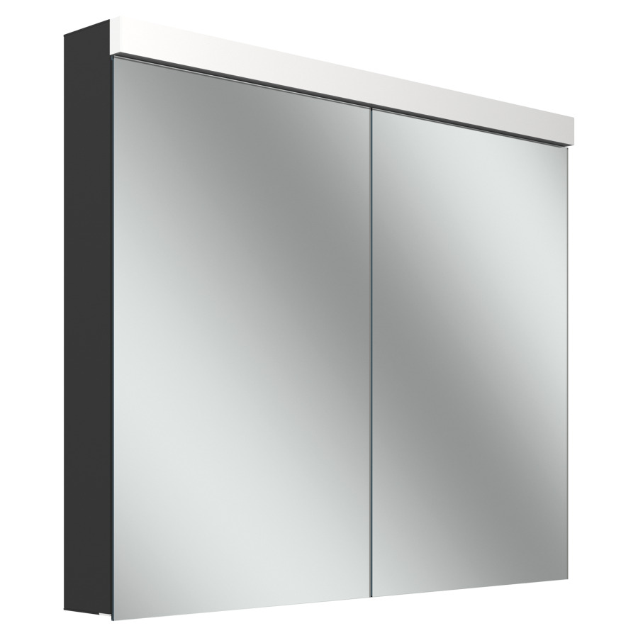 Armoire de toilette Schneider LOW plus LED
profil en aluminium
89.5 x 74.7 x 12/13.3 cm
pour montage AP ou UP
prises double en bas à gauche
et à droite sur le profil
latéral, 2 portes à double
miroir, éclairage LED direct
en haut, éclairage LED
indirect en bas 23/14 W
dessus et dessous séparément
commutable et dimmable, IP44