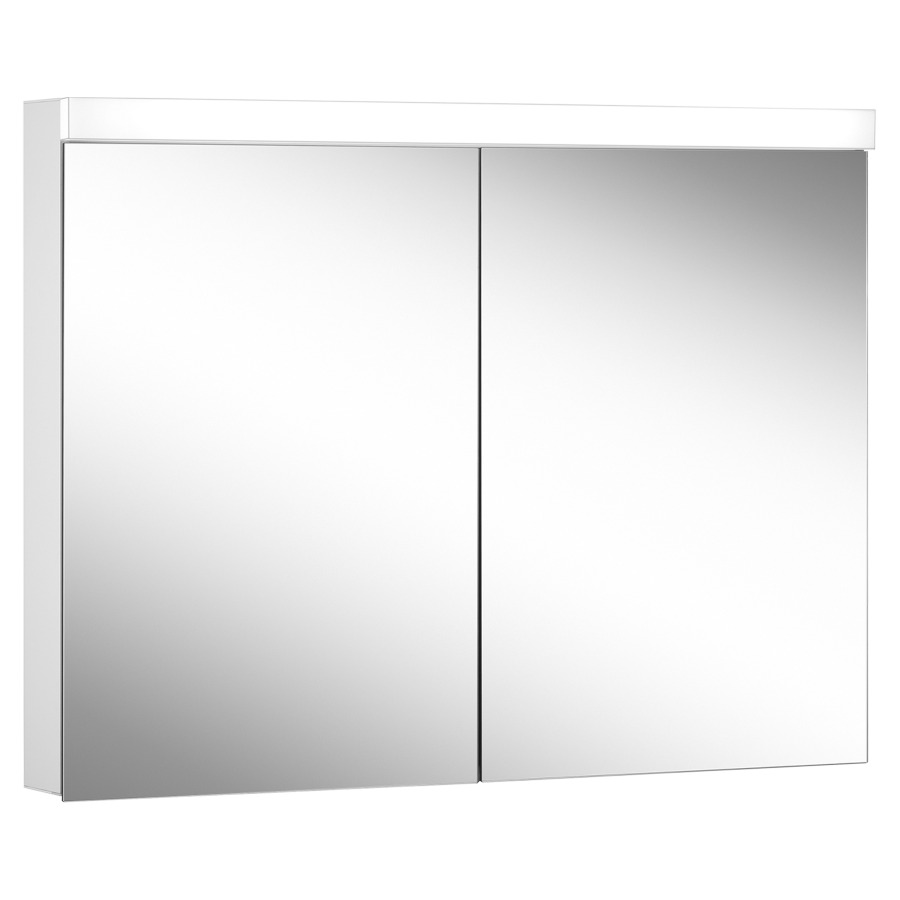 Armoire de toilette Schneider LOW plus LED
profil en aluminium
99.5 x 74.7 x 12/13.3 cm
pour montage AP ou UP
prises double en bas à gauche
et à droite sur le profil
latéral, 2 portes à double
miroir, éclairage LED direct
en haut, éclairage LED
indirect en bas 24/15 W
dessus et dessous séparément
commutable et dimmable, IP44