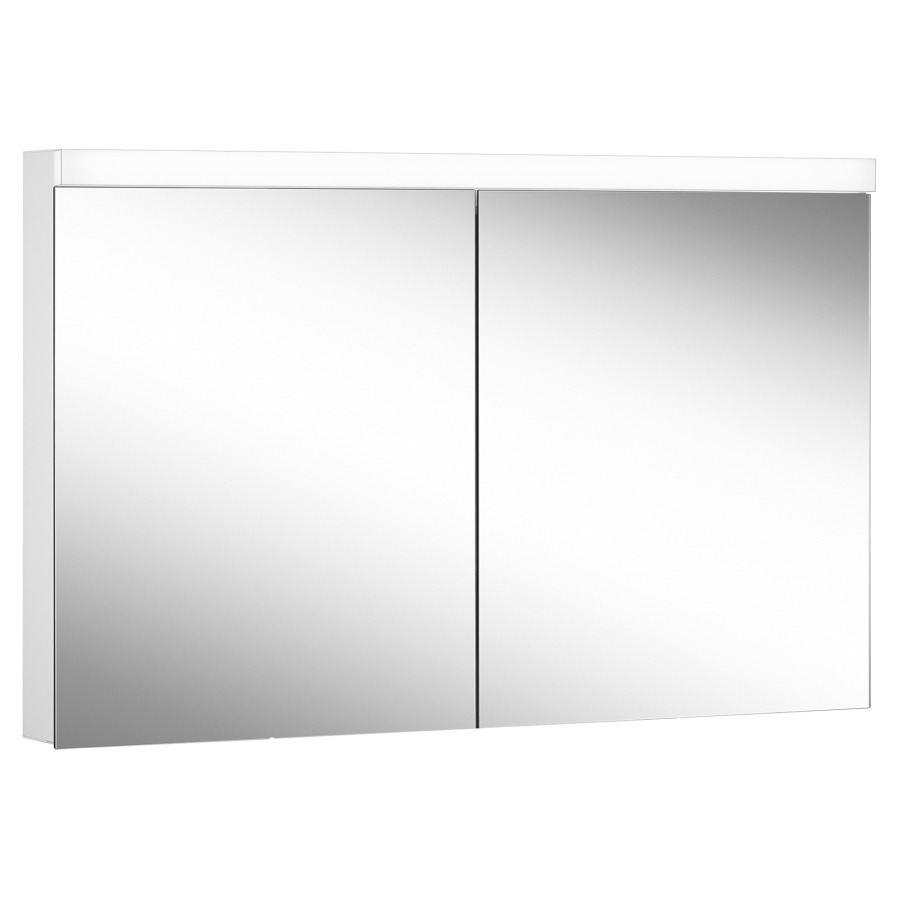 Armoire de toilette Schneider LOW plus LED
profil en aluminium
119.5 x 74.7 x 12/13.3 cm
pour montage AP ou UP
prises double à la partition
en bas, 2 portes à double
miroir, éclairage LED direct
en haut, éclairage LED
indirect en bas 30/19 W
dessus et dessous séparément
commutable et dimmable, IP44