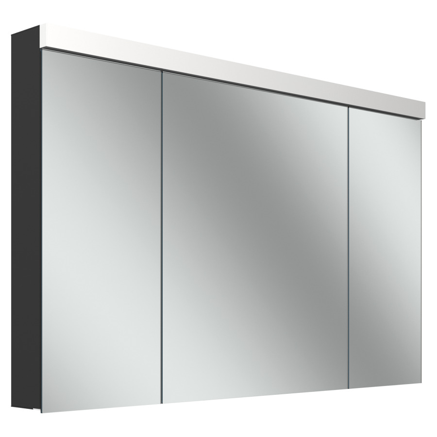 Armoire de toilette Schneider LOW plus LED
profil en aluminium
119.5 x 74.7 x 12/13.3 cm
pour montage AP ou UP
prises double à la partition
en bas, 3 portes à double
miroir (30/60/30)
éclairage LED direct en haut
éclairage LED indirect en bas
30/19 W, dessus et dessous
séparément commutable et
dimmable, IP44