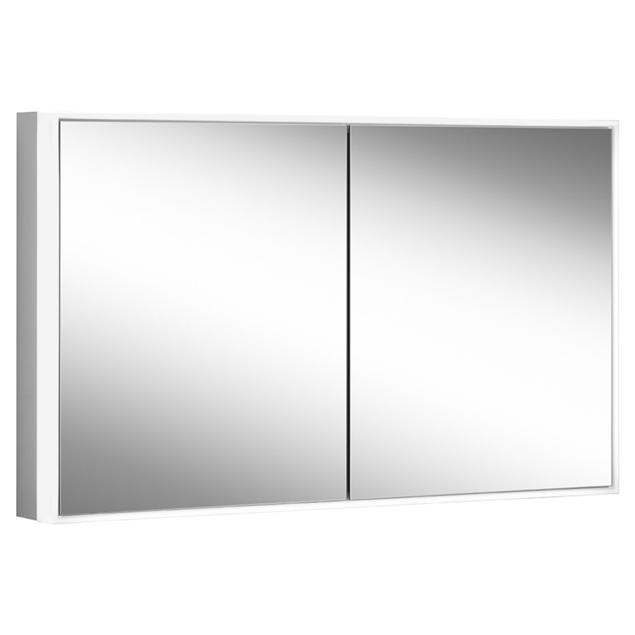 Armoire toilette Schneider GLOW classic HCL
profil en aluminium
132.5 x 73.1 x 15.8 cm
pour montage AP ou UP
prise double en bas à gauche
et à droite à la paroi
intérmédiaire
2 portes à double miroir
éclairage LED 62 W, entourante
dimmable, 2000-6500 K
commande asservie à la lumière
de jour, bouton pour les
fonctions à l'intérieur du
profilé latéral
miroir grossissant, IP44