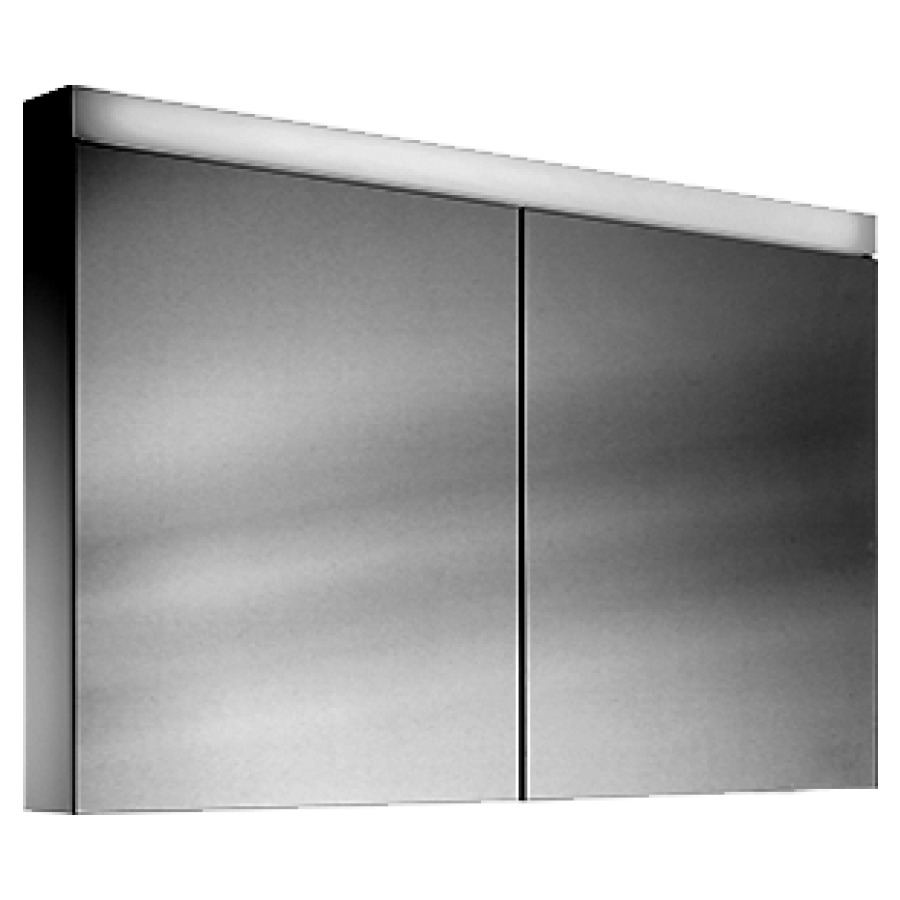 Armoire de toilette Schneider PATA LED
profil en aluminium
100 x 70/76 x 12 cm
2 double prises de courant
en haut à droite changeable
à gauche et en bas
à la paroi intermédiaire
à droite, 2 portes à double
miroir, éclairage LED direct
en haut 17 W, IP24