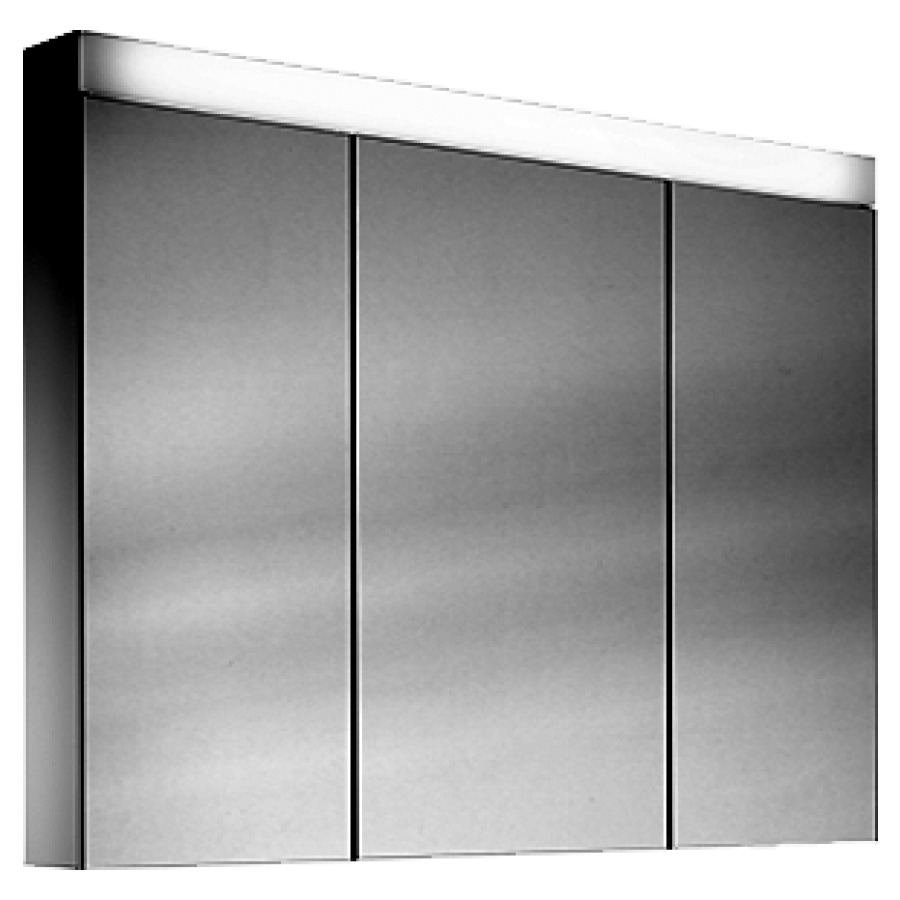 Armoire de toilette Schneider PATA LED
profil en aluminium
100 x 70/76 x 12 cm
2 double prises de courant
en haut à droite changeable
à gauche et en bas
à la paroi intermédiaire
à droite, 3 portes à double
miroir (30/40/30)
éclairage LED direct en haut
17 W, IP24