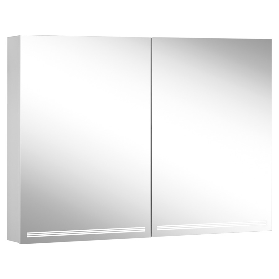 Armoire de toil. Schneider GRACE TW
99.5 x 70 x 12 cm
profil en aluminium
pour montage AP, prises double
en haut à droite ou à gauche
2 portes à double miroir
éclairage LED indirect en haut
et en bas 2 x 24 W, dimmable
séparément commutable
2000-6500 K, bouton pour les
fonctions à l'intérieur du
profilé latéral
miroir grossissant, IP44