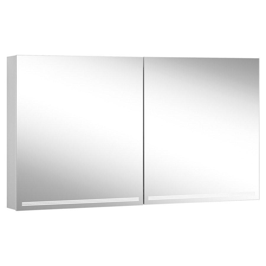 Armoire de toil. Schneider GRACE TW
129.5 x 70 x 12 cm
profil en aluminium
pour montage AP, prises double
en haut à droite ou à gauche
2 portes à double miroir
éclairage LED indirect en haut
et en bas 2 x 32 W, dimmable
séparément commutable
2000-6500 K, bouton pour les
fonctions à l'intérieur du
profilé latéral
miroir grossissant, IP44