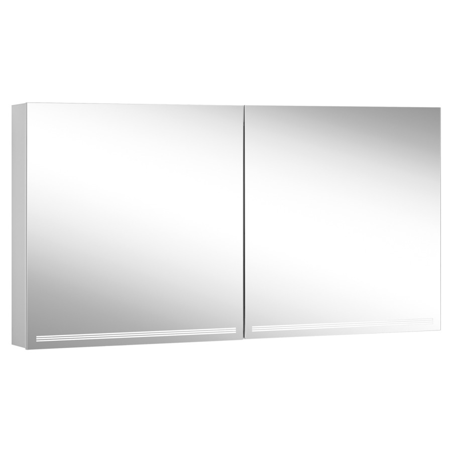 Armoire de toil. Schneider GRACE TW
139.5 x 70 x 12 cm
profil en aluminium
pour montage AP, prises double
en haut à droite ou à gauche
2 portes à double miroir
éclairage LED indirect en haut
et en bas 2 x 35 W, dimmable
séparément commutable
2000-6500 K, bouton pour les
fonctions à l'intérieur du
profilé latéral
miroir grossissant, IP44