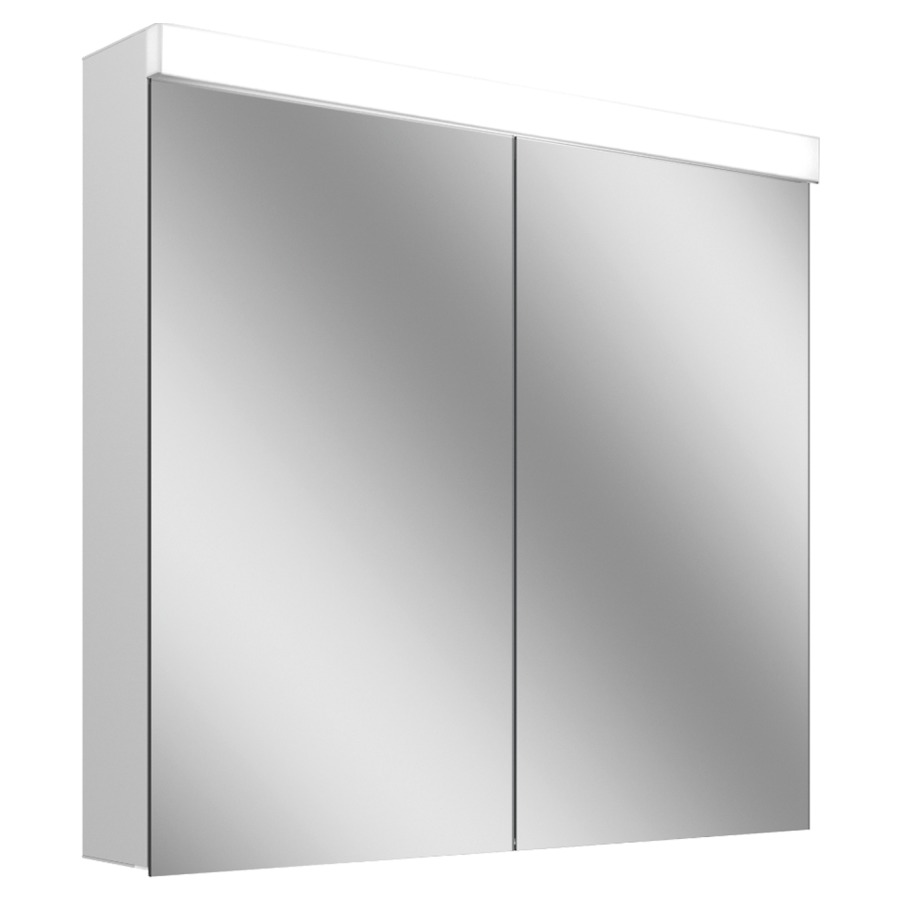 Armoire de toilette Schneider LOW plus 15 LED
profil en aluminium, p. montage AP ou UP
89.5 x 74.7 x 14.7/16 cm
prise double en bas à gauche
et à droite sur le profil
latéral, 2 portes à double
miroir, éclairage LED direct
en haut, éclairage LED
indirect en bas, 23/14 W
séparément commutable
dimmable, bouton pour les
fonctions à l'intérieur du
profilé latéral, IP44