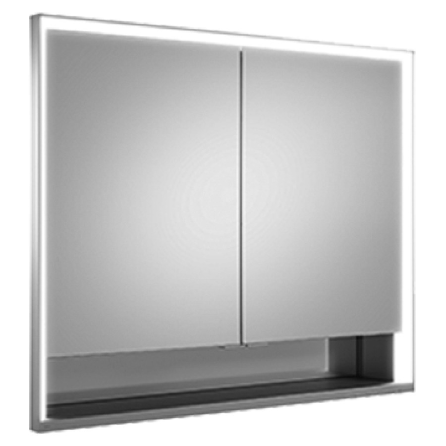 Armoire de toilette ROYAL
LUMOS UP, 90 x 73,5 x 16,5 cm
profil en aluminium, 2 prises
2 portes à double miroir
4 tablettes en verre réglable
compartiment de rangement
ouvert, éclairage continu
réglable de 2700-6500 Kelvin
LED 58 Watt