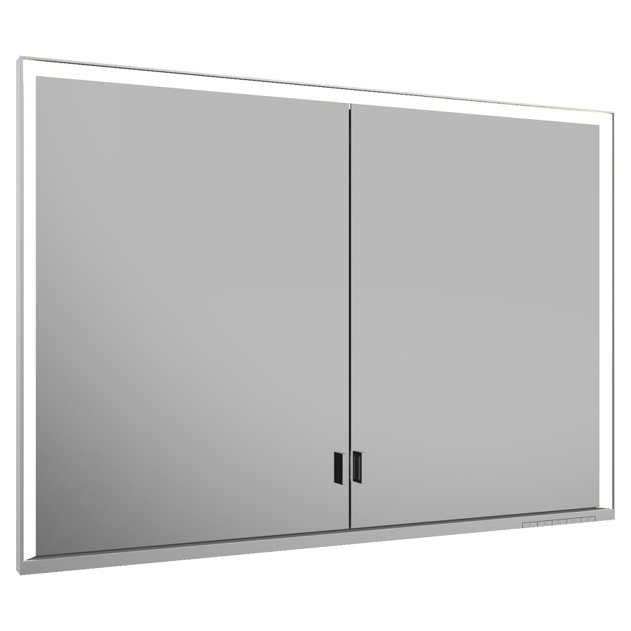 Armoire de toilette ROYAL
LUMOS UP, 100 x 73,5 x 16,5 cm
profil en aluminium, 2 prises
2 portes à double miroir
4 tablettes en verre réglable
compartiment de rangement
ouvert, éclairage continu
réglable de 2700-6500 Kelvin
LED 60 Watt