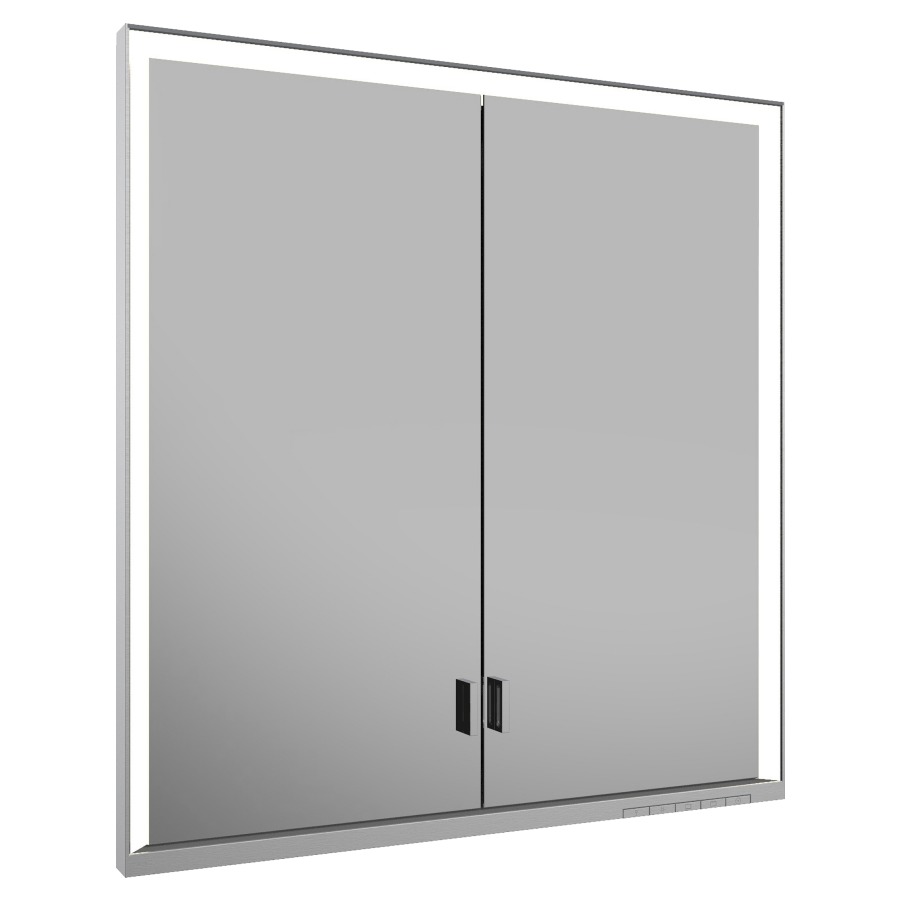 Armoire de toilette ROYAL
LUMOS UP, 70 x 73,5 x 16,5 cm
profil en aluminium, 2 prise
2 portes à double miroir
4 tablettes en verre réglable
éclairage continu réglable de
2700-6500 Kelvin LED 54 Watt