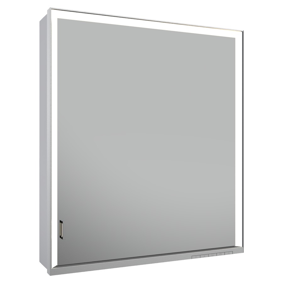 Armoire de toilette ROYAL
LUMOS AP, 65 x 73,5 x 16,5 cm
profil en aluminium, 1 prise
porte à double miroir
charnières à droite
2 tablettes en verre réglable
éclairage continu réglable de
2700-6500 Kelvin LED 54 Watt
avec porte longue