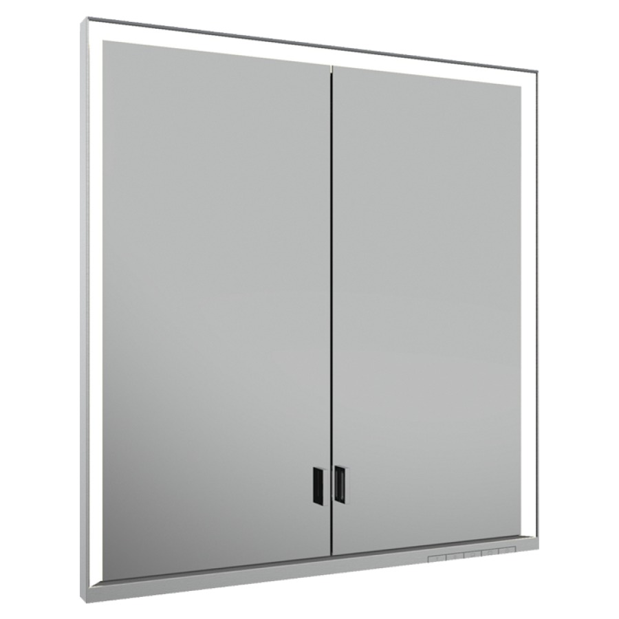 Armoire de toilette ROYAL
LUMOS UP, 70 x 73,5 x 16,5 cm
profil en aluminium, 2 prise
2 portes à double miroir
4 tablettes en verre réglable
éclairage continu réglable de
2700-6500 Kelvin LED 54 Watt
avec porte longue