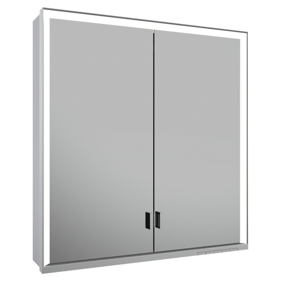 Armoire de toilette ROYAL
LUMOS AP, 70 x 73,5 x 16,5 cm
profil en aluminium, 2 prise
2 portes à double miroir
4 tablettes en verre réglable
éclairage continu réglable de
2700-6500 Kelvin LED 54 Watt
avec porte longue