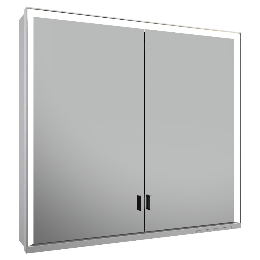 Armoire de toilette ROYAL
LUMOS AP, 80 x 73,5 x 16,5 cm
profil en aluminium, 2 prise
2 portes à double miroir
4 tablettes en verre réglable
éclairage continu réglable de
2700-6500 Kelvin LED 54 Watt
avec porte longue