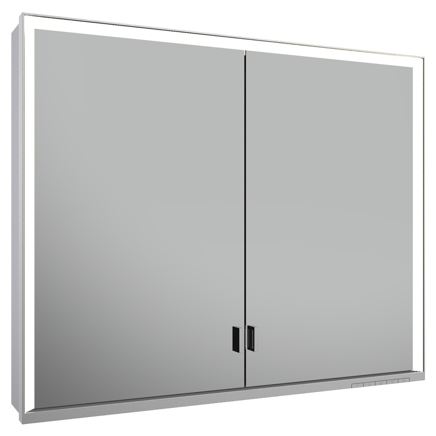 Armoire de toilette ROYAL
LUMOS AP, 90 x 73,5 x 16,5 cm
profil en aluminium, 2 prise
2 portes à double miroir
4 tablettes en verre réglable
éclairage continu réglable de
2700-6500 Kelvin LED 54 Watt
avec porte longue