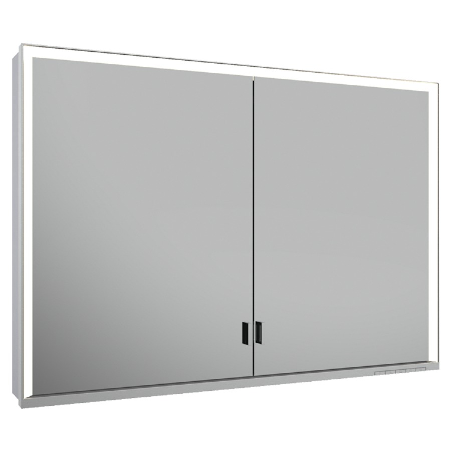 Armoire de toilette ROYAL
LUMOS AP, 105 x 73,5 x 16,5 cm
profil en aluminium, 2 prise
2 portes à double miroir
4 tablettes en verre réglable
éclairage continu réglable de
2700-6500 Kelvin LED 54 Watt
avec porte longue