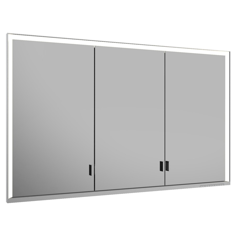 Armoire de toilette ROYAL
LUMOS UP, 120 x 73,5 x 16,5 cm
profil en aluminium, 2 prise
3 portes à double miroir
6 tablettes en verre réglable
éclairage continu réglable de
2700-6500 Kelvin LED 54 Watt
avec porte longue
