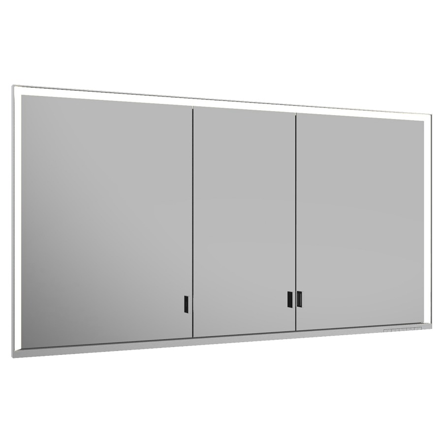 Armoire de toilette ROYAL
LUMOS UP, 140 x 73,5 x 16,5 cm
profil en aluminium, 2 prise
3 portes à double miroir
6 tablettes en verre réglable
éclairage continu réglable de
2700-6500 Kelvin LED 54 Watt
avec porte longue