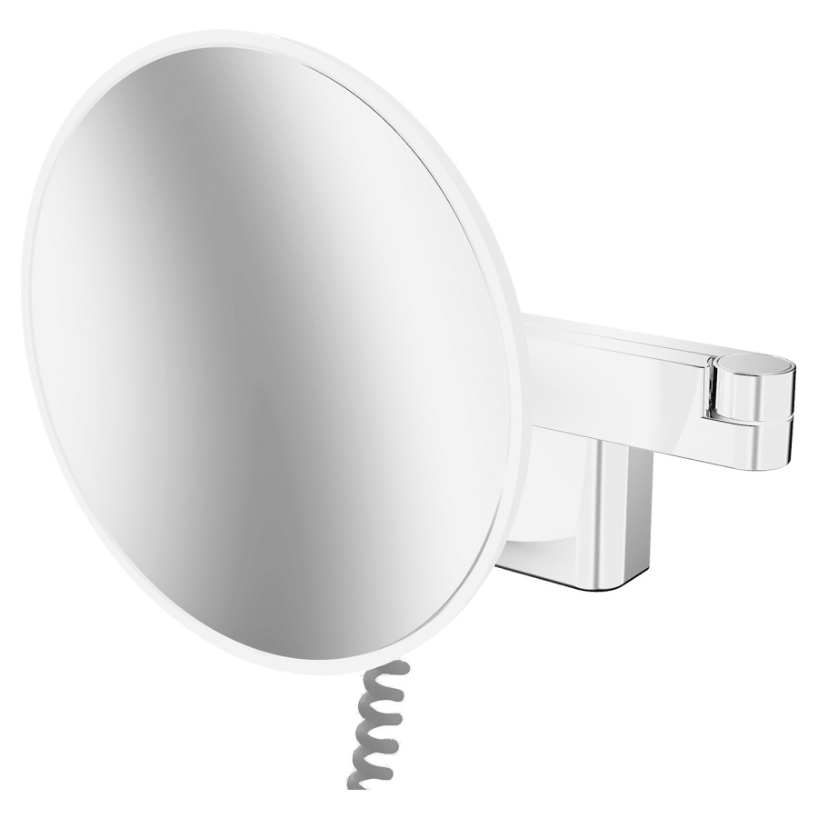 Miroir cosmétique EMCO LED
rond, bras articulé double
avec câble en spirale et fiche
grossissement 5 fois
2 interrupteur, luminosité et
couleur de la lumière sont
dimmable