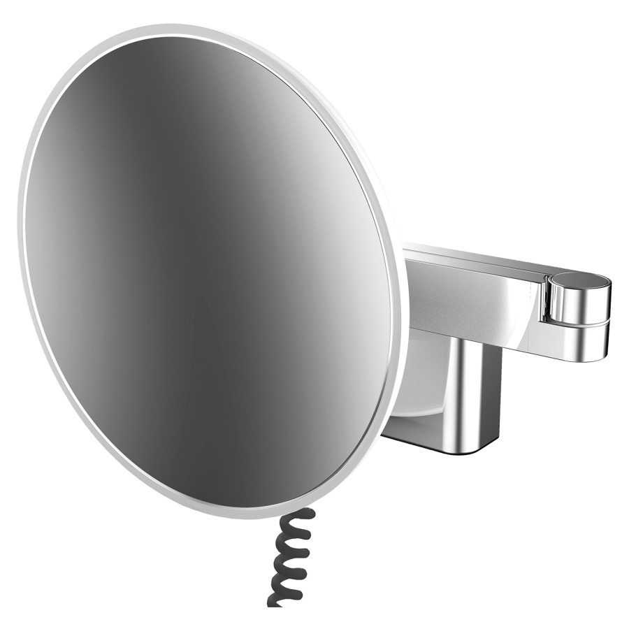 Miroir cosmétique EMCO LED
rond, bras articulé double
avec câble en spirale et fiche
grossissement 3 fois
2 interrupteur, luminosité et
couleur de la lumière sont
dimmable