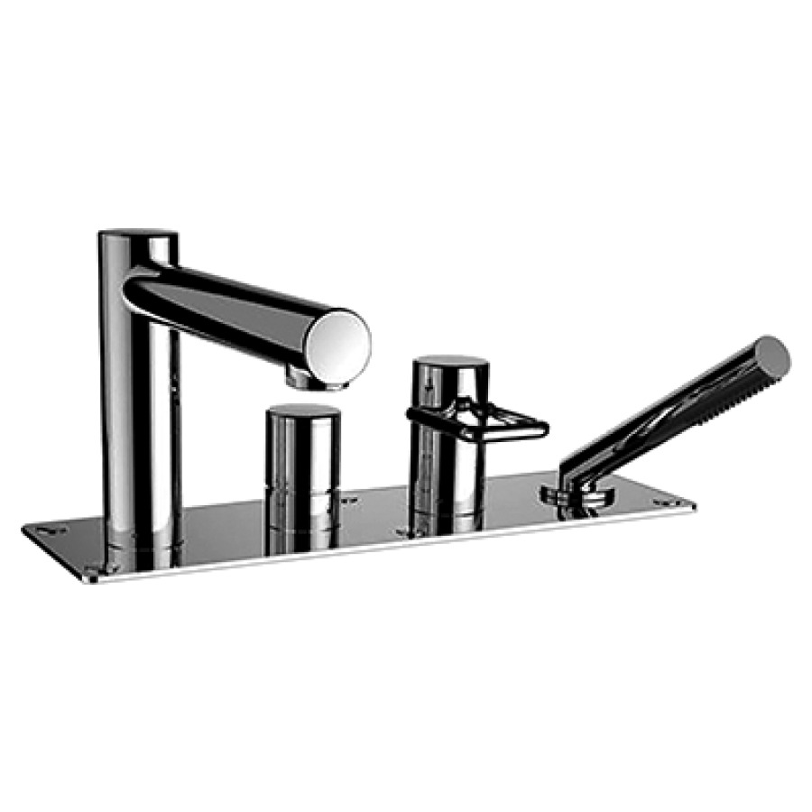 Garn. de remplissage TWIN
4-trous, goulot de baignoire
S 220 mm, inverseur
mélangeur Twin
douche à main TwinStick
avec plaque de recouvrement
groupe acoustique II