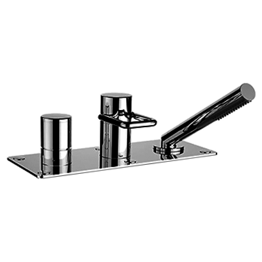 Garn. de remplissage TWIN
extern 3-trous, inverseur
automatique, mélangeur Twin
douche à main TwinStick
avec plaque de recouvrement
groupe acoustique II