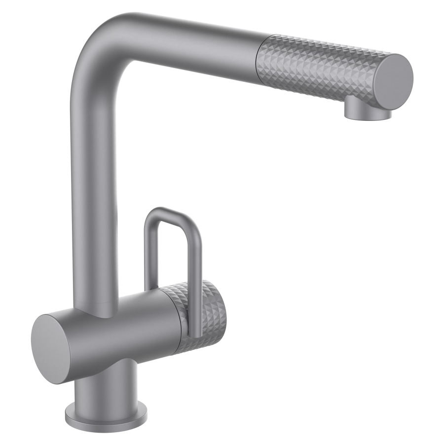 Mélangeur d'évier TWIN
saillie 225 mm, douche extensible
débit 8.7 (L/min)
positionnement de la manette de commande 
au choix, à droite/vers l'avant/à gauche
groupe acoustique&nbsp;I, Classe d’énergie B