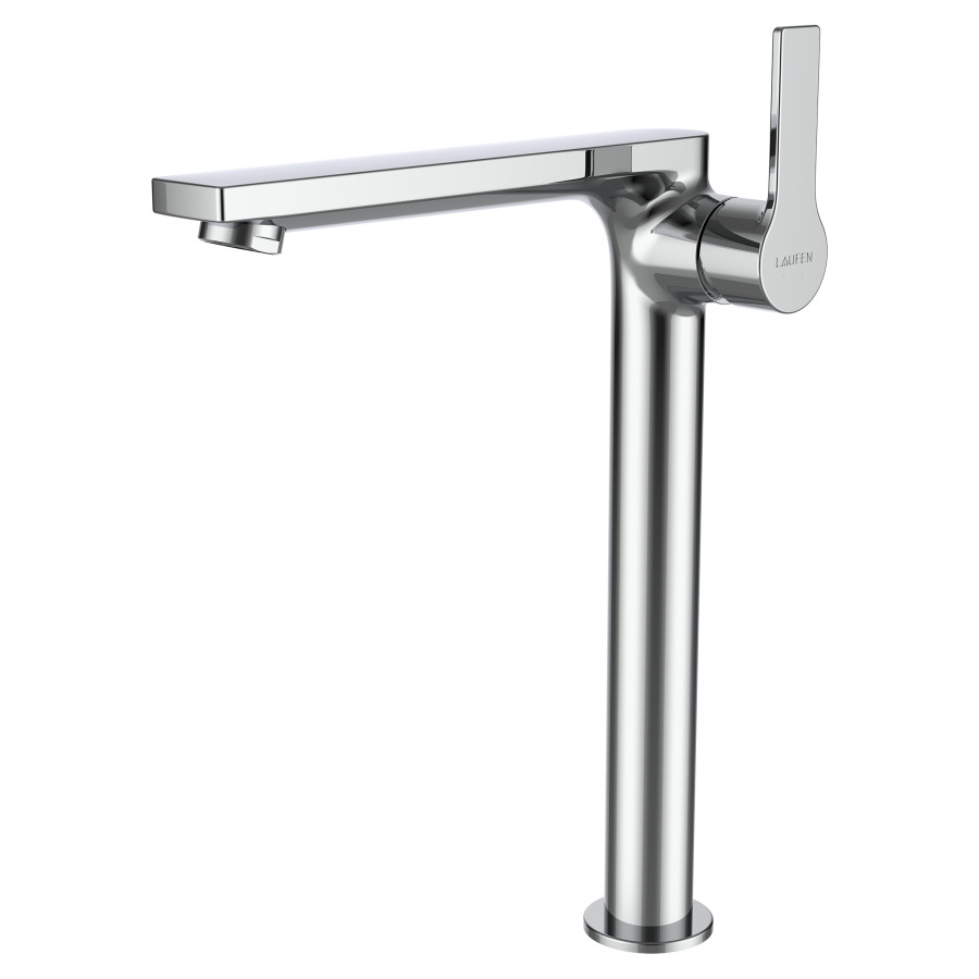 Mélangeur de lavabo SWISSTAP
avec commande latérale
S 180 mm, goulot fixe
Eco+, haute colonne
H jusqu'à aérateur 264 mm
sans vidage, débit 4,5 l/min.
groupe acoustique I