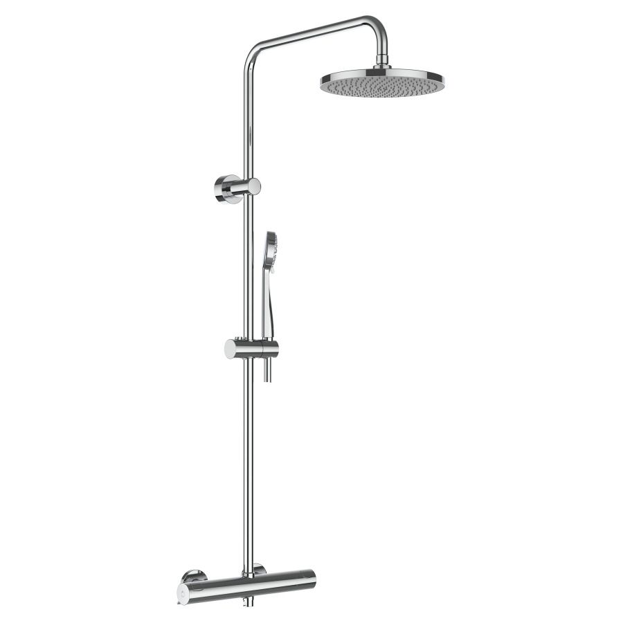 Système de douche THERM
E 153 mm, mélangeur de douche
thermostat, raccords d'arrêt
1/2" x 1/2", douche de pluie
D 200 mm, douche Stella 80 3F
tuyau de douche 160 cm
débit 9,2 l/min.
groupe acoustique II