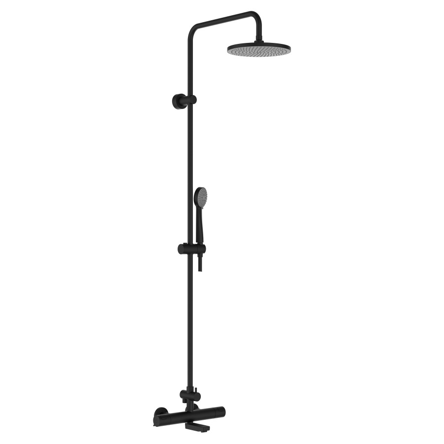 Système de douche THERM
E 153 mm, S 176 mm
mélangeur de bain thermostat
raccords d'arrêt 1/2" x 3/4"
douche de pluie D 200 mm
douche Stella 80 3F
tuyau de douche 160 cm
débit 20 l/min.
groupe acoustique II