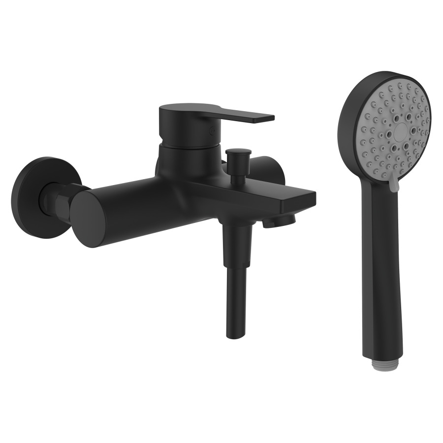 Mélangeur de bain SWISSTAP
E 153 mm
raccords d'arrêt 1/2" x 3/4"
douche Stella 80 3F
tuyau 160 cm
groupe acoustique II