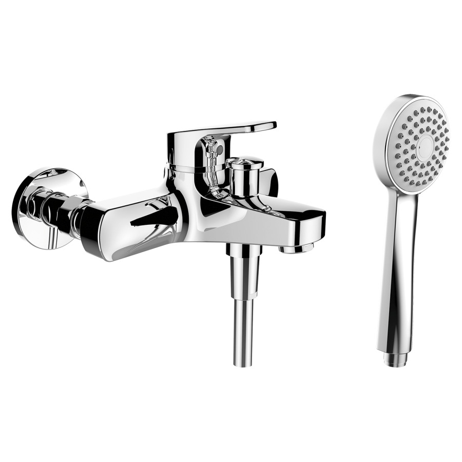 Mélangeur de bain CITYPRO
E 153 mm, raccords d'arrêt
1/2" x 3/4", tuyau de douche
douche Stella
groupe acoustique I