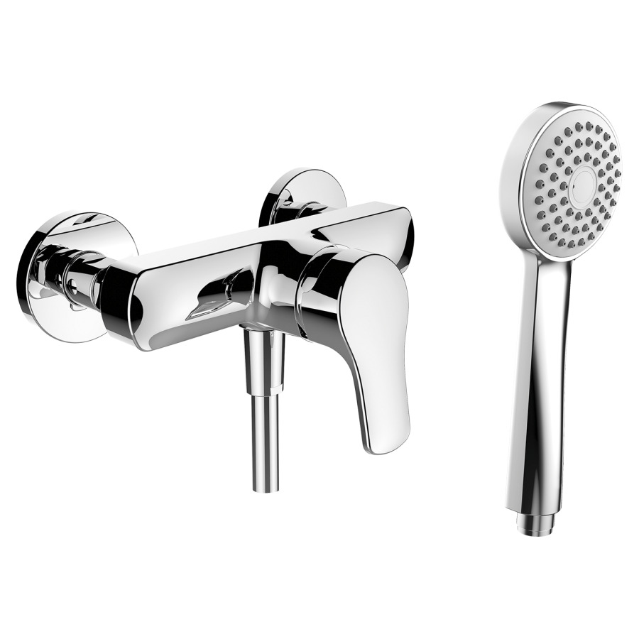 Mélangeur de douche CITYPRO
E 153 mm, raccords d'arrêt
1/2" x 1/2", tuyau de douche
douche Stella
groupe acoustique I