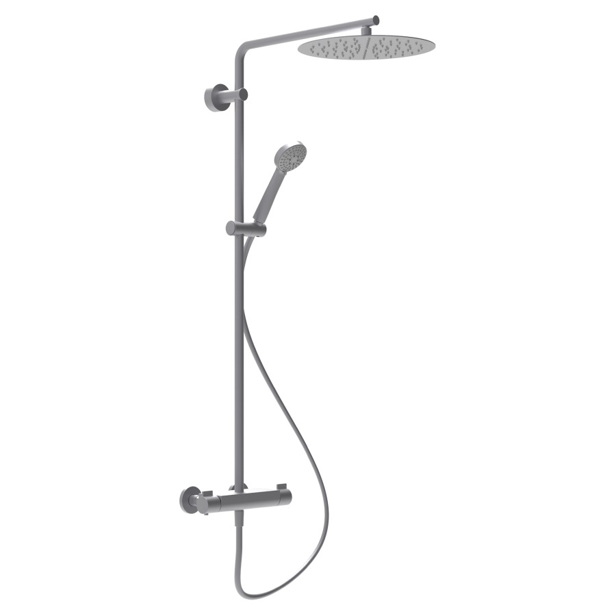 Système de douche VIVID
mélangeur de douche
thermostat, E 153 mm
raccords d'arrêt 1/2" x 1/2"
douche de pluie D 300 mm
tuyau de douche 160 cm
douche à main MyTwin120
rubiclean