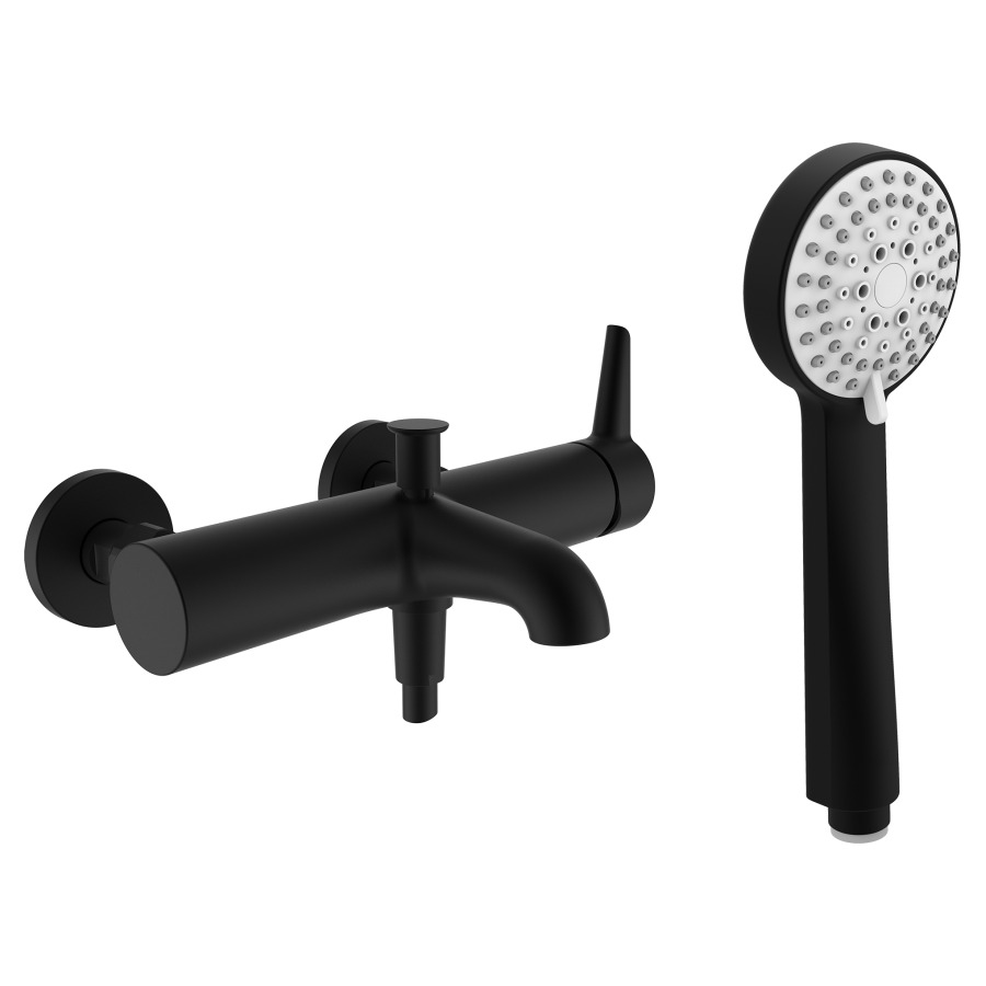 Mélangeur de bain PURE
E 153 mm, raccords d'arrêt
douche à main Stella 80 3F
flexible de douche 160 cm