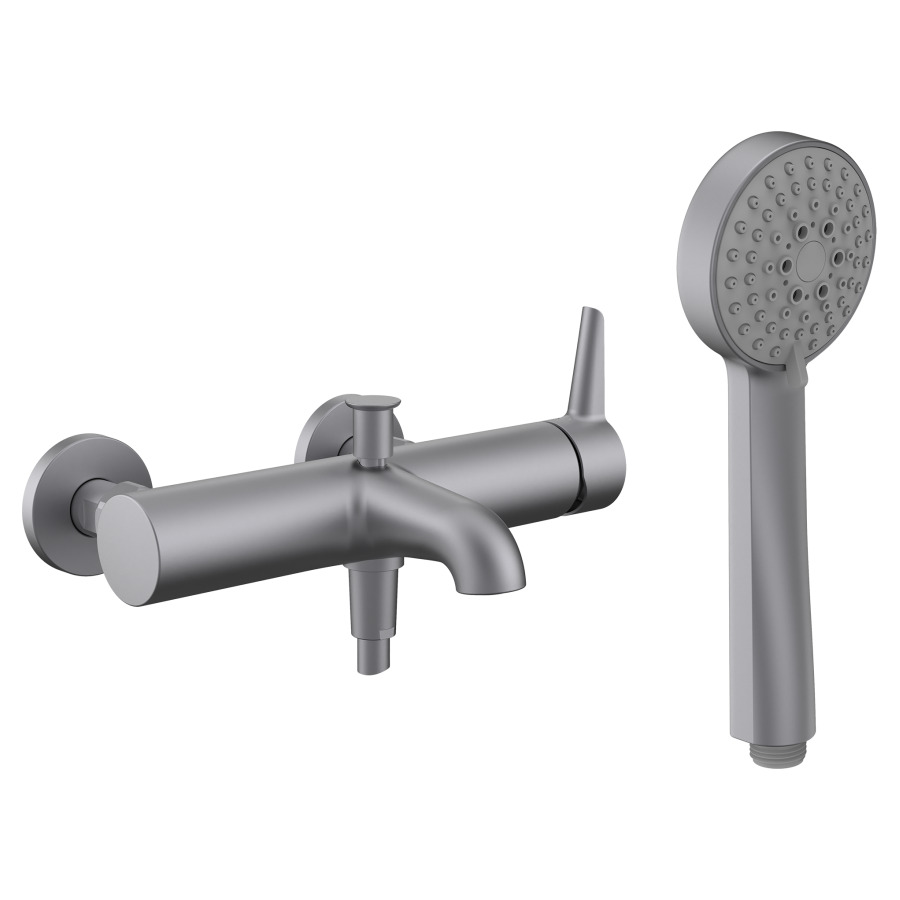 Mélangeur de bain PURE
E 153 mm, raccords d'arrêt
douche à main Stella 80 3F
flexible de douche 160 cm