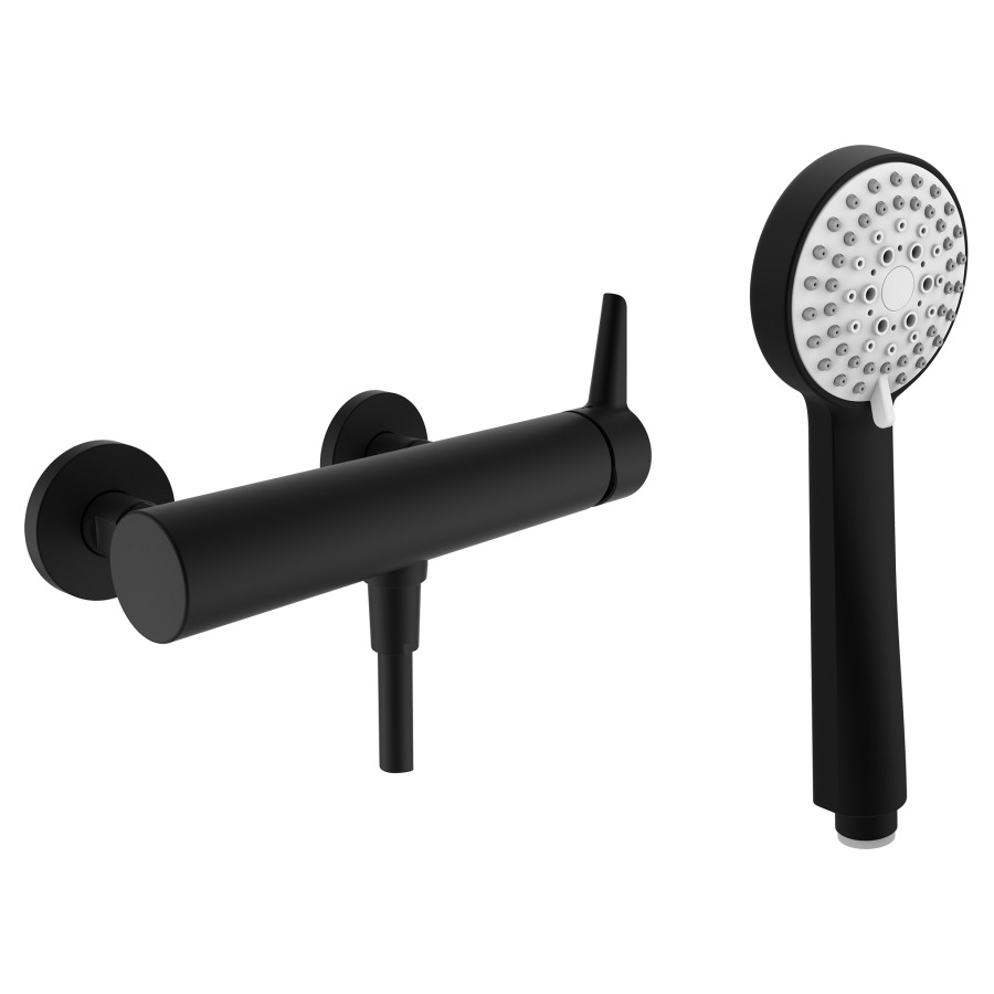 Mélangeur de douche PURE
E 153 mm, raccords d'arrêt
douche à main Stella 80 3F
flexible de douche 160 cm