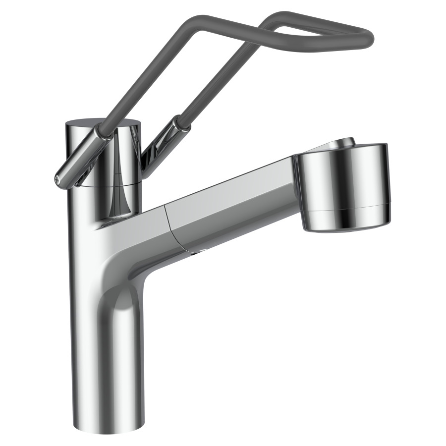 Mélangeur d'évier CLINIC
S 219 mm goulot orientable
douche extensible, levier à
bras