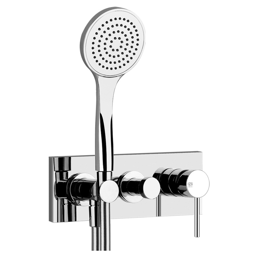 Mélangeur de bain VIA TORTONA
UP, set de montage finale
inverseur à 2 vois, avec
inverseur Push, avec support
de douche, sans corps
à encastrer 712 556