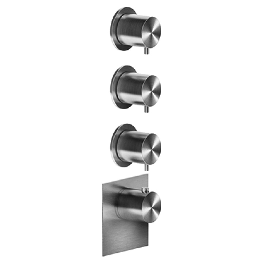 Thermostat GESSI 316 UP
set de montage finale
inverseur à 3 voies, rosaces
unique, débit 40 l/min, sans
corps à encastrer 712 543