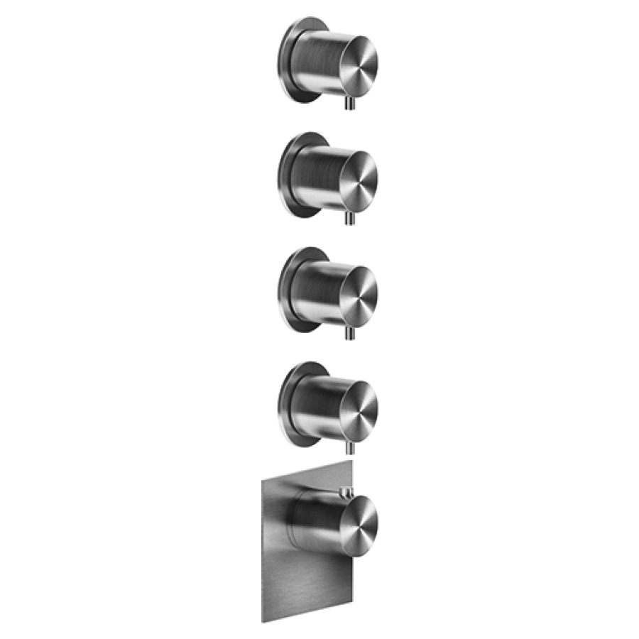 Thermostat GESSI 316 UP
set de montage finale
inverseur à 4 voies, rosaces
unique, débit 40 l/min
sans corps à encastrer 712 542