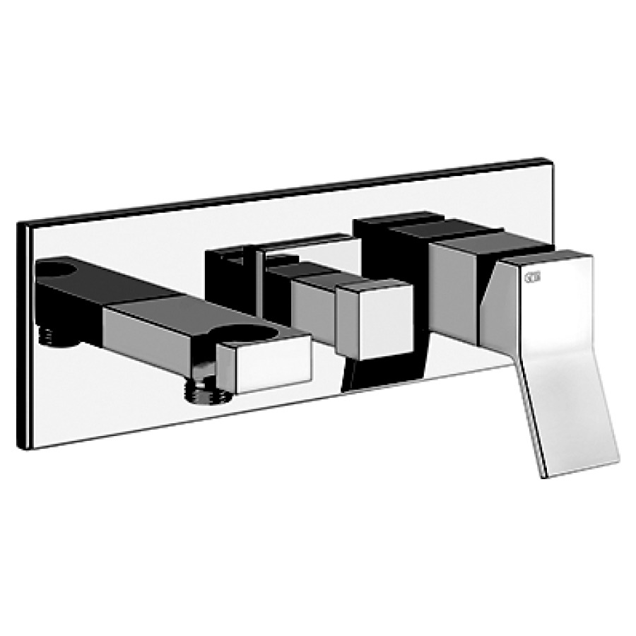 Mélangeur de bain RETTANGOLO K
UP, set de montage finale
inverseur à 2 vois, avec
support de douche, sans corps
à encastrer 712 556