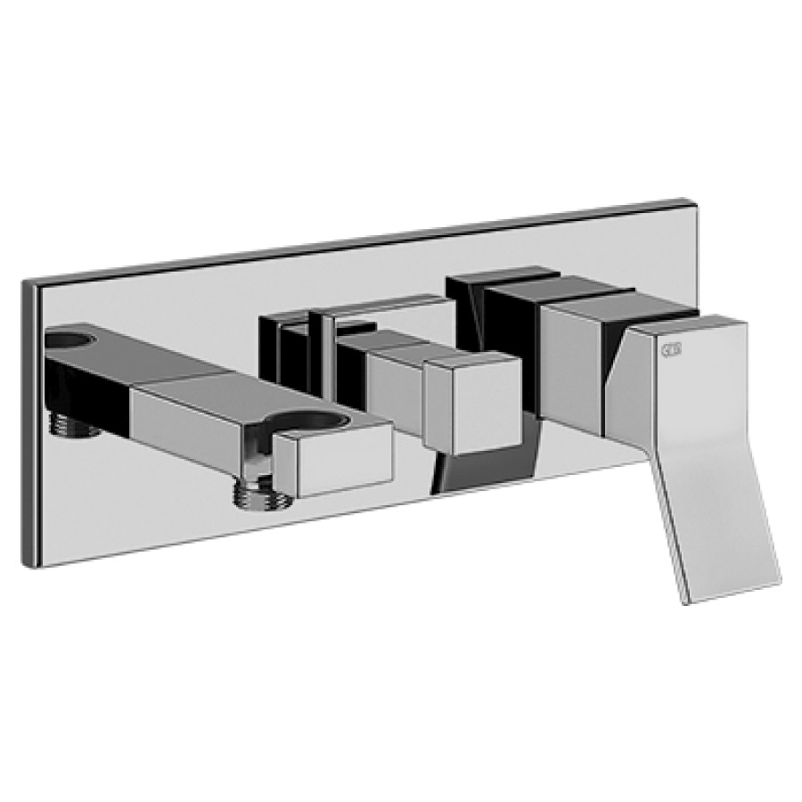 Mélangeur de bain RETTANGOLO K
UP, set de montage finale
inverseur à 2 vois, avec
support de douche, sans corps
à encastrer 712 556