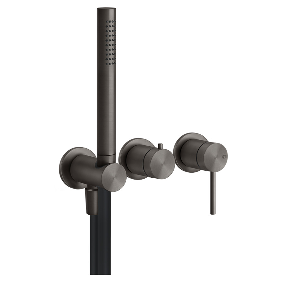 Mélangeur bain/douche GESSI
316 UP, set de montage finale
inverseur à 2 voies, rosaces
unique D 6,5 cm, avec
support de douche, tuyau
de douche 150 cm, douche à
main, sans corps à encastrer
712 548