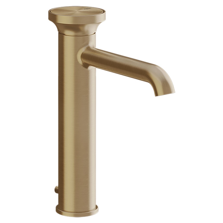 Mélangeur lavabo ORIGINI
S 164 mm, goulot fixe
version moyenne, avec vidage
excentrique, insert en
finition inclus