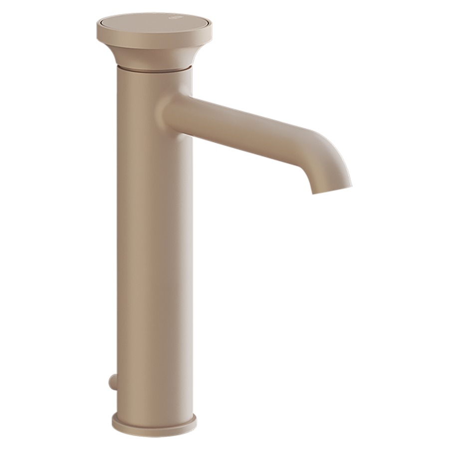 Mélangeur lavabo ORIGINI
S 164 mm, goulot fixe
version moyenne, avec vidage
excentrique, insert en
finition inclus