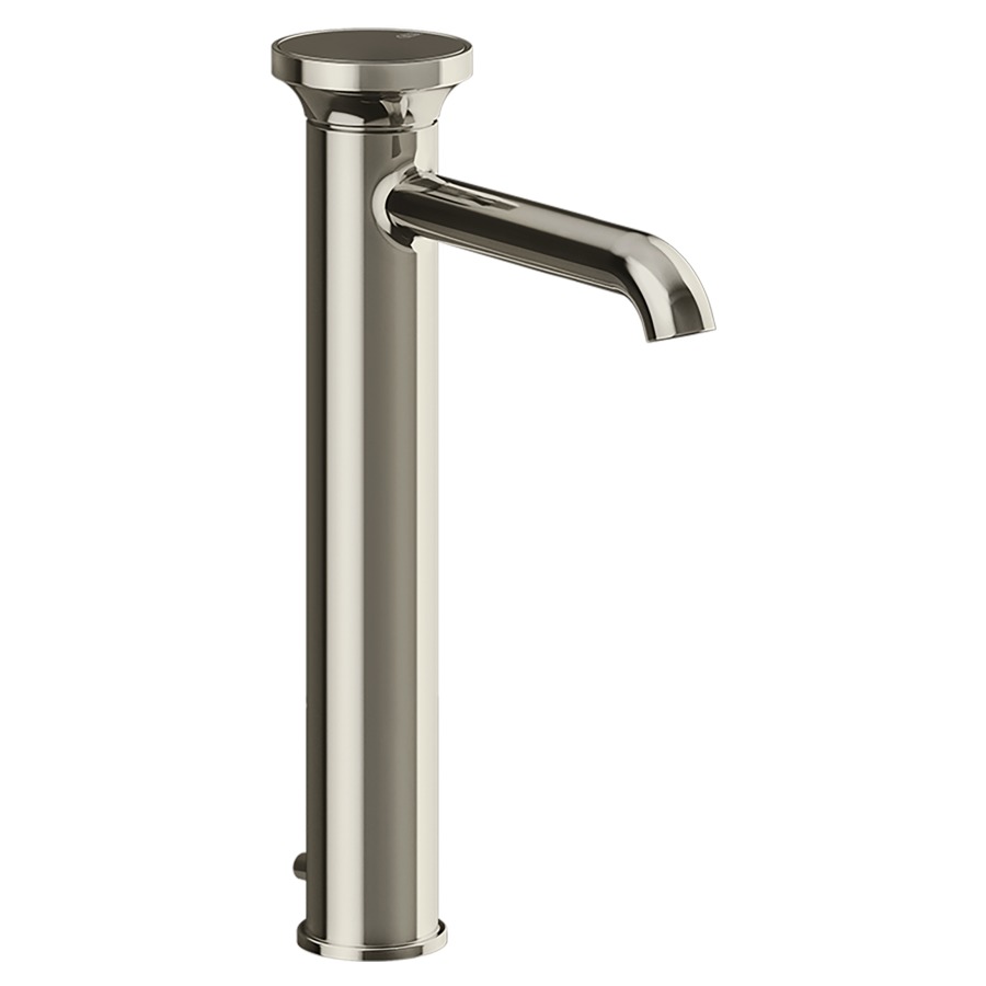Mélangeur lavabo ORIGINI
S 164 mm, goulot fixe
version haute, avec vidage
excentrique, insert en
finition inclus