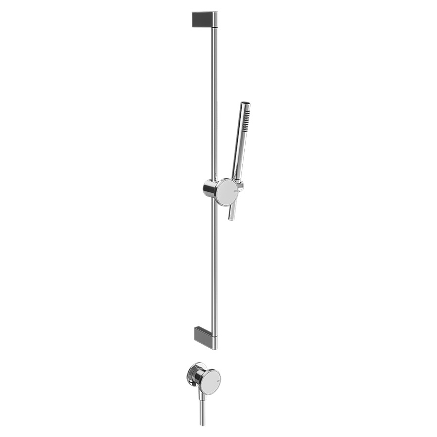 Garniture de douche ORIGINI
coude de raccordement mural
1/2", douche à main
anticalcaire, tuyau de douche
150 cm, insert en finition
inclus
