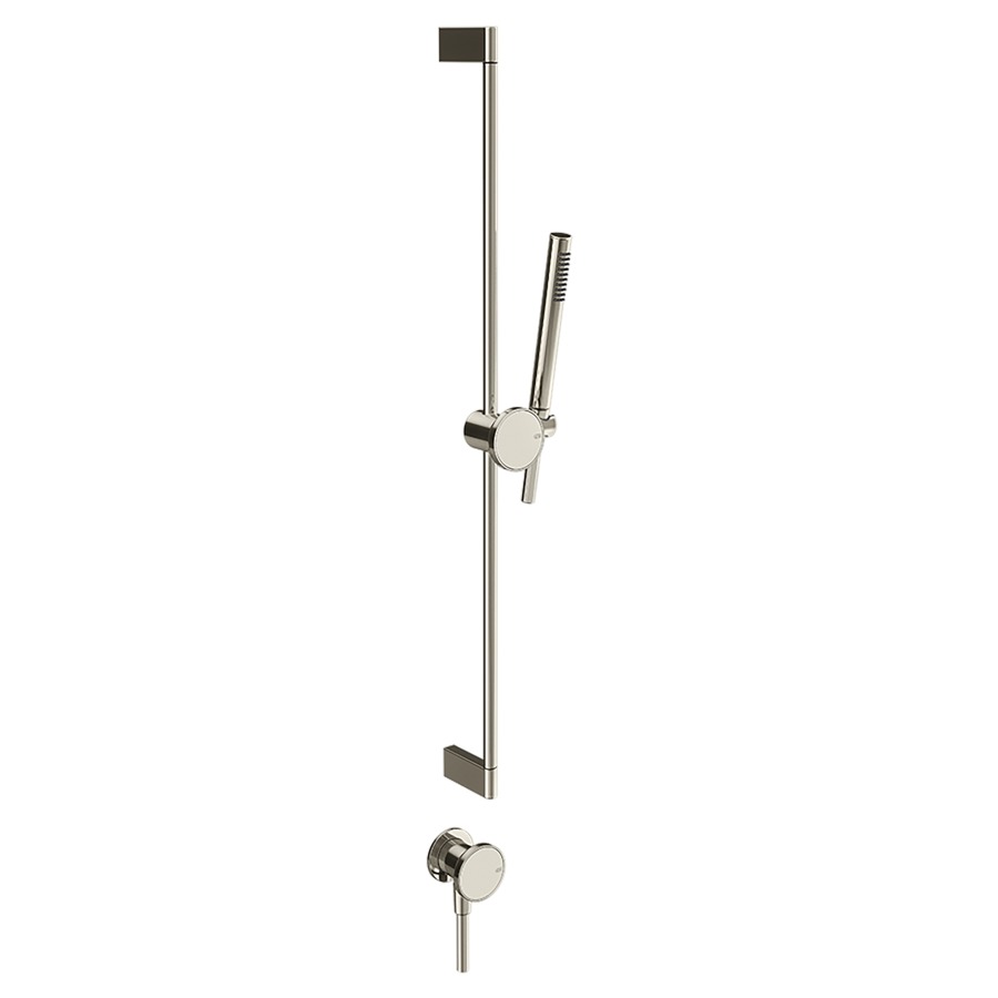 Garniture de douche ORIGINI
coude de raccordement mural
1/2", douche à main
anticalcaire, tuyau de douche
150 cm, insert en finition
inclus