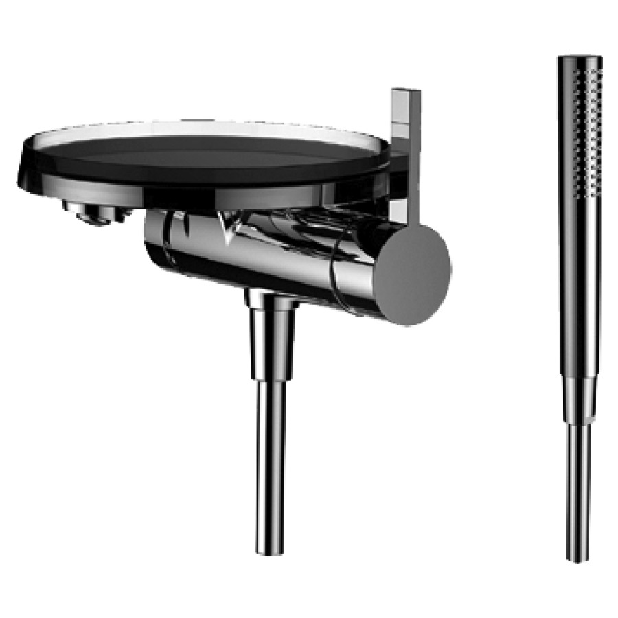 Mélangeur de bain KARTELL
LAUFEN, S 170 goulot fixe
inverseur, tablette en matière
synthétique transparent
D 183 mm, douche à main bâton
Twinstick, tuyau 1800 mm
sans corps à encastrer 711 070
groupe acoustique I